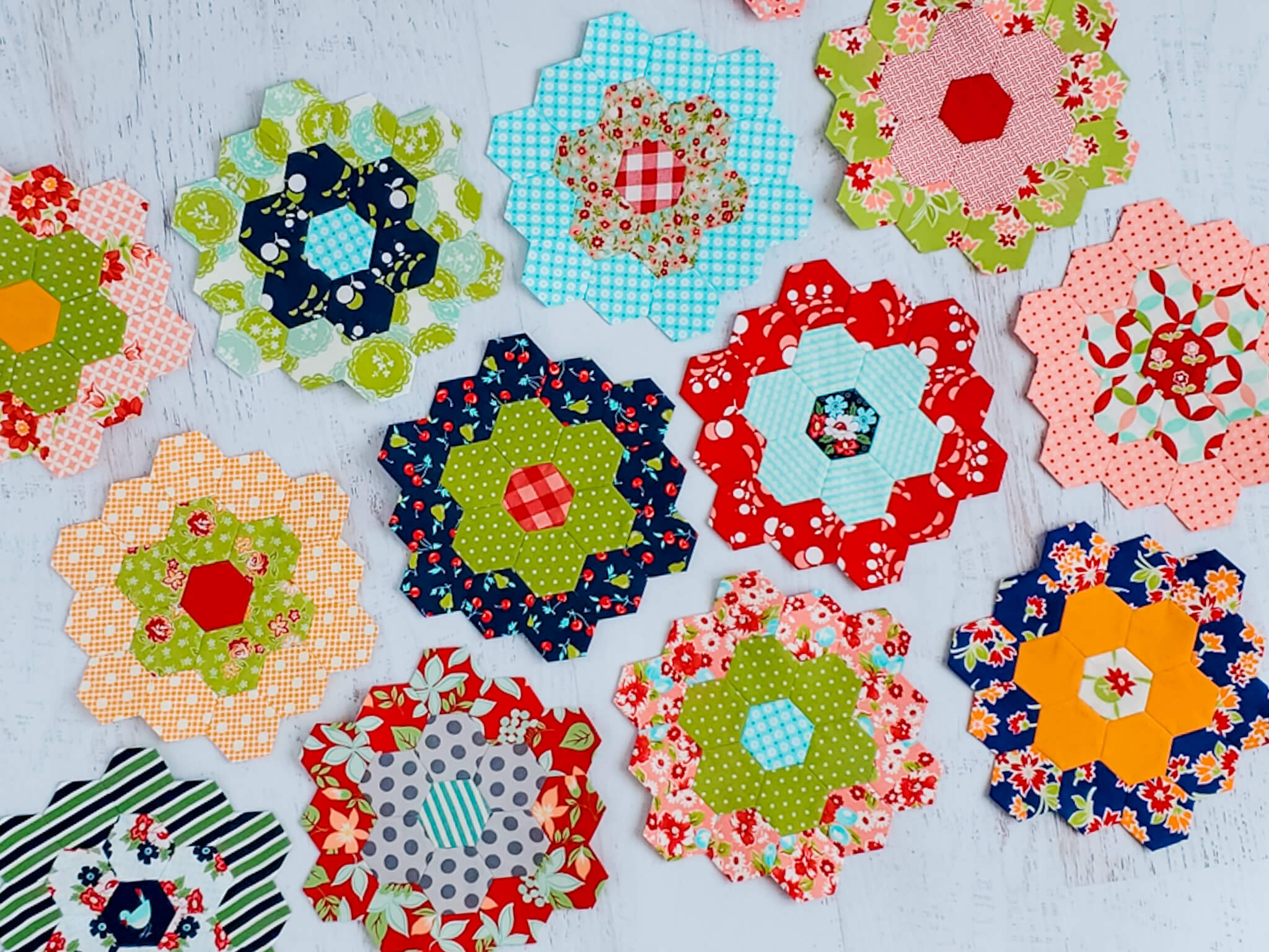 WIP Scrap Fabric English Paper Pieced Hexagon Quilt : r/quilting